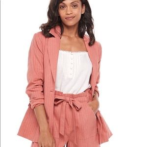 Now & Gen Sonoma Large Striped Linen Blend Blazer New Business Jacket